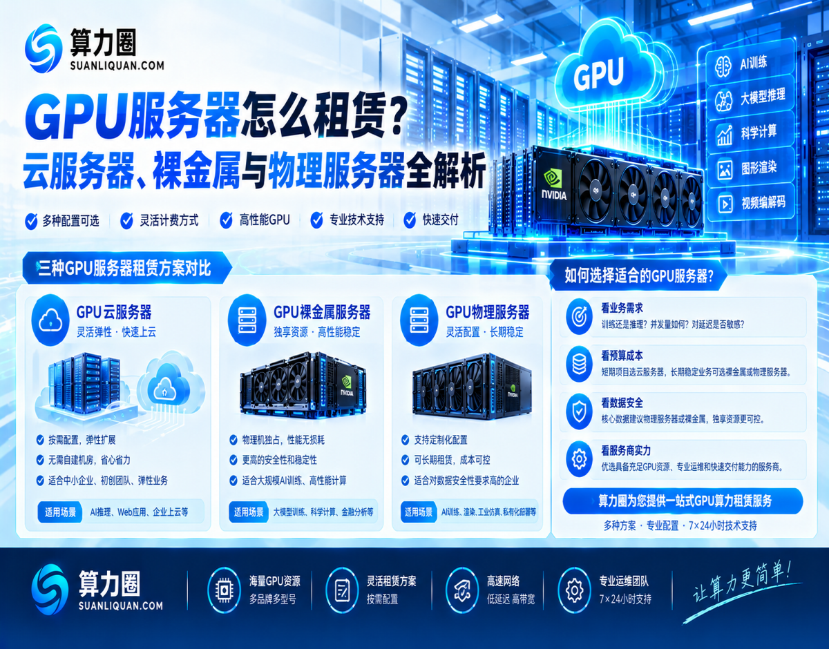 GPU服务器怎么租赁？云服务器、裸金属与物理服务器全解析