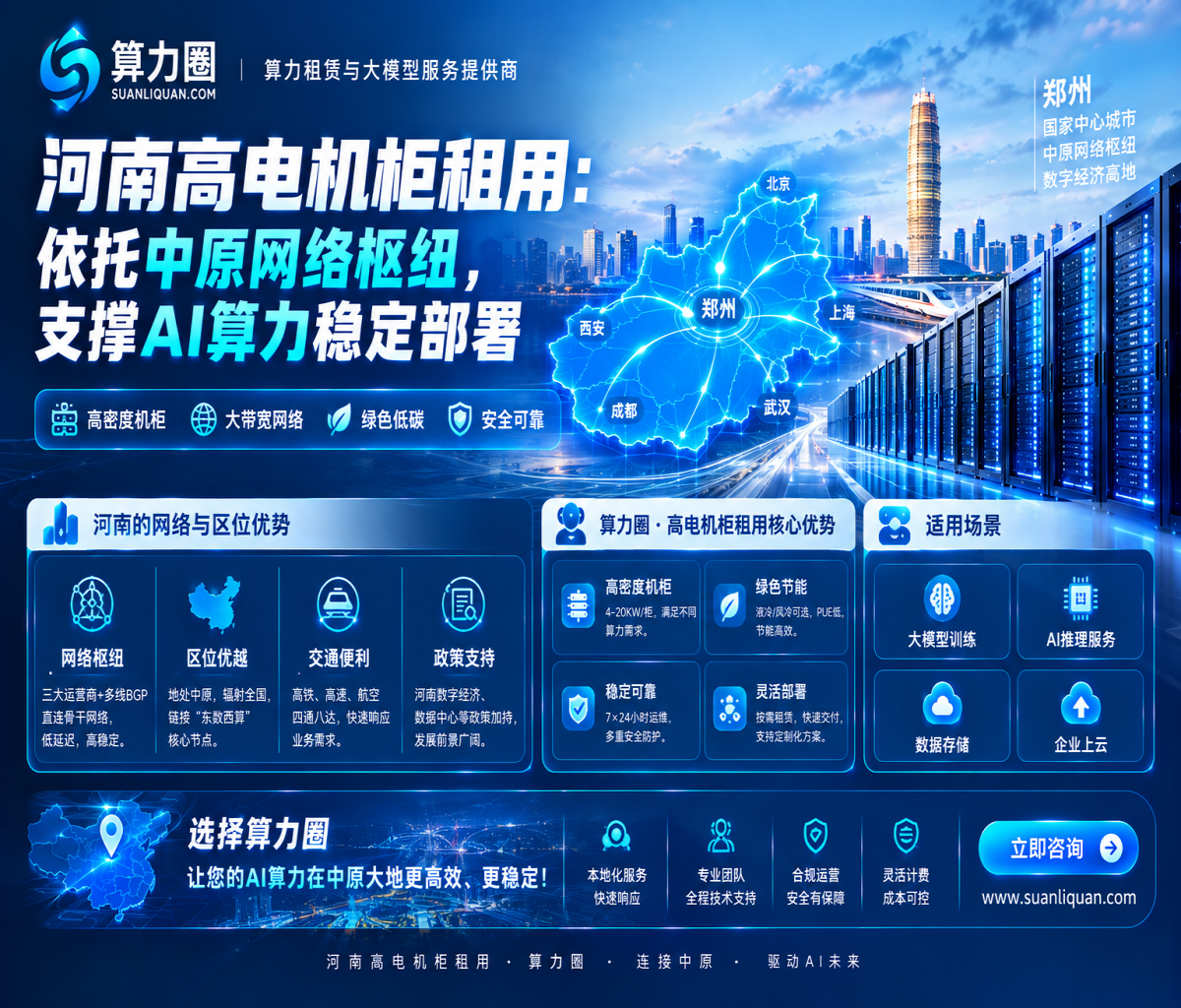 河南高电机柜租用：依托中原网络枢纽，支撑AI算力部署
