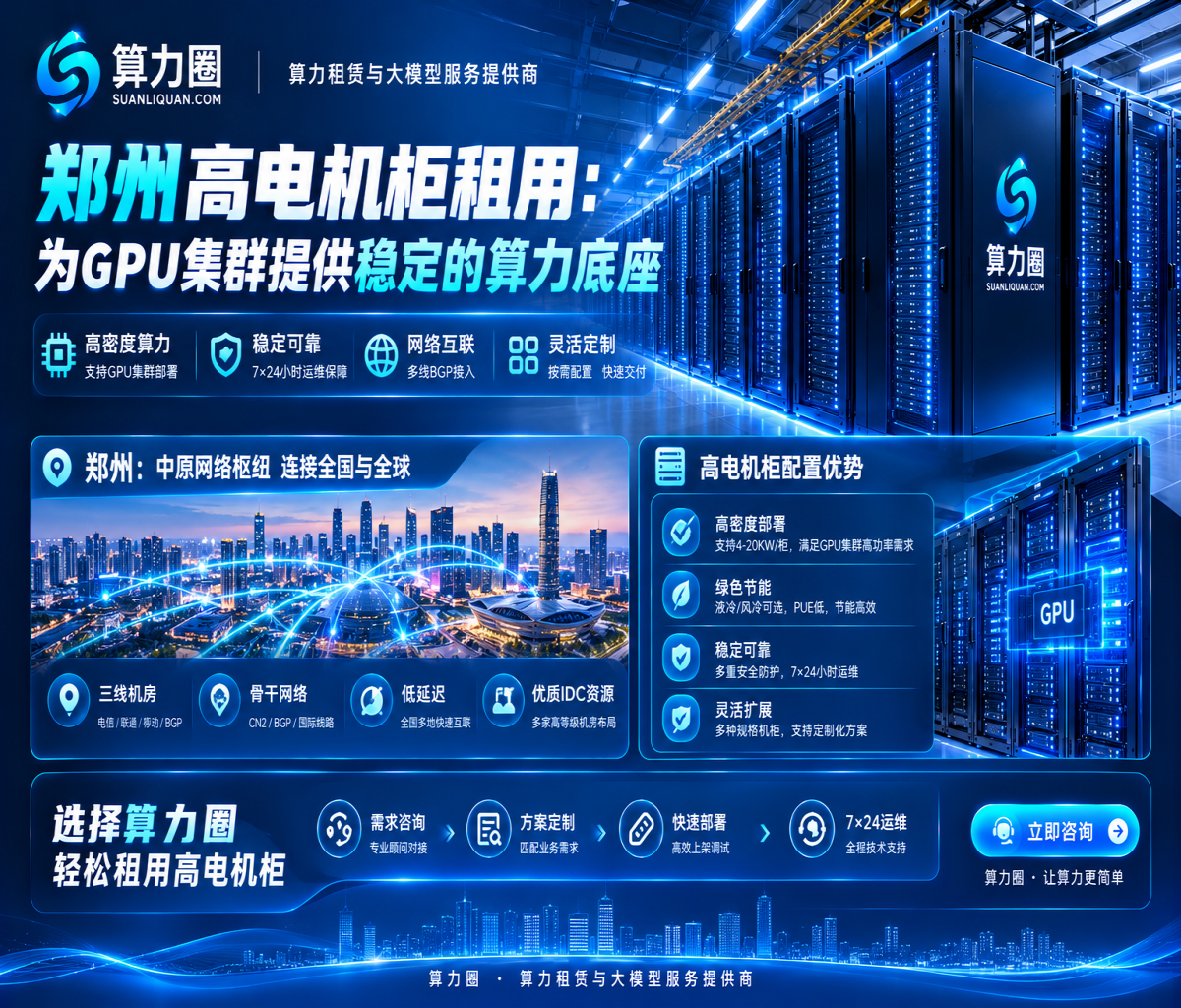 郑州高电机柜租用：为GPU集群提供稳定的算力底座